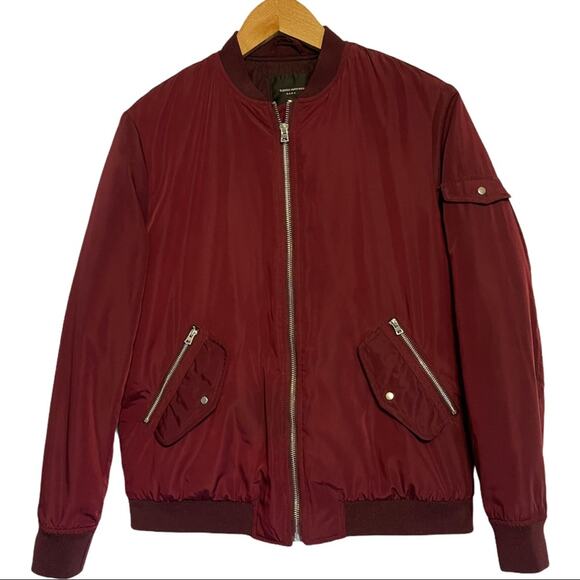 Zara Trafaluc Outerwear Burgundy Bomber Zip Front Lined Jacket Size Small - Picture 3 of 8